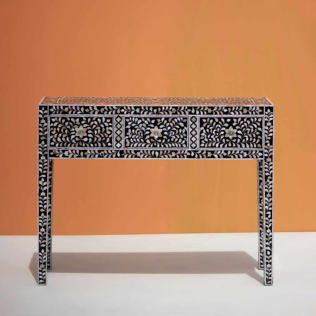 Arabesque Inlay Three-Drawer Console Table