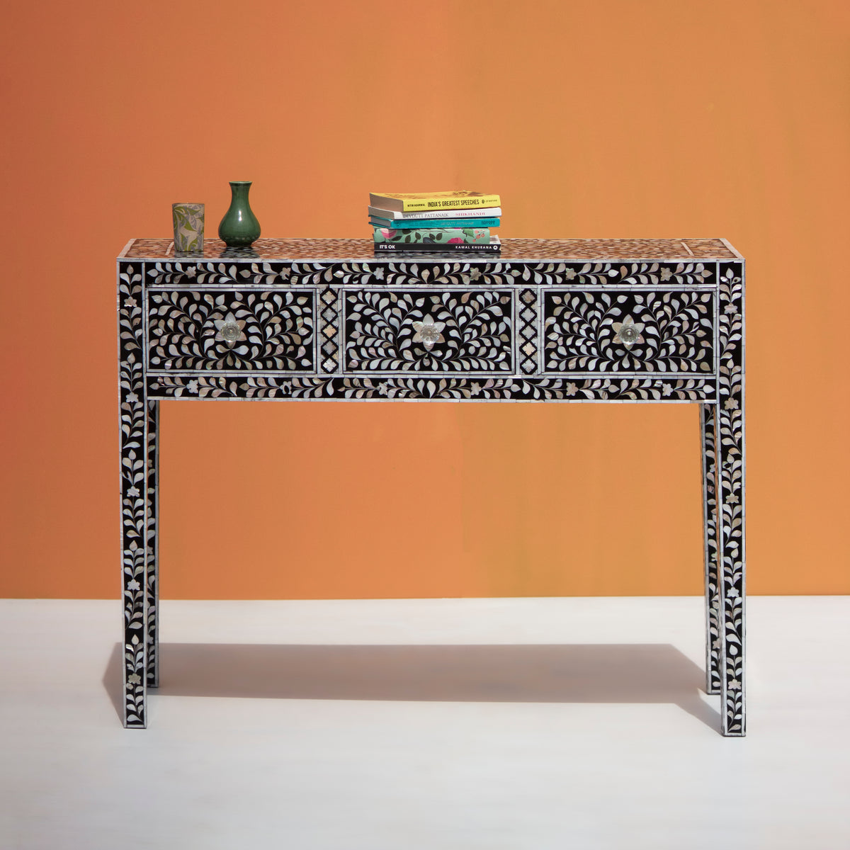 Arabesque Inlay Three-Drawer Console Table