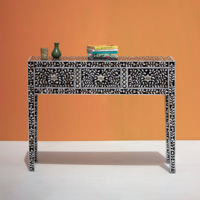 Arabesque Inlay Three-Drawer Console Table