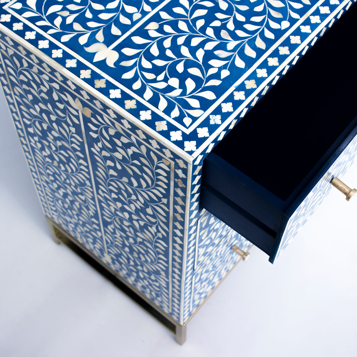 Arabesque Bone Inlay Six-Drawer Dresser - Blue
