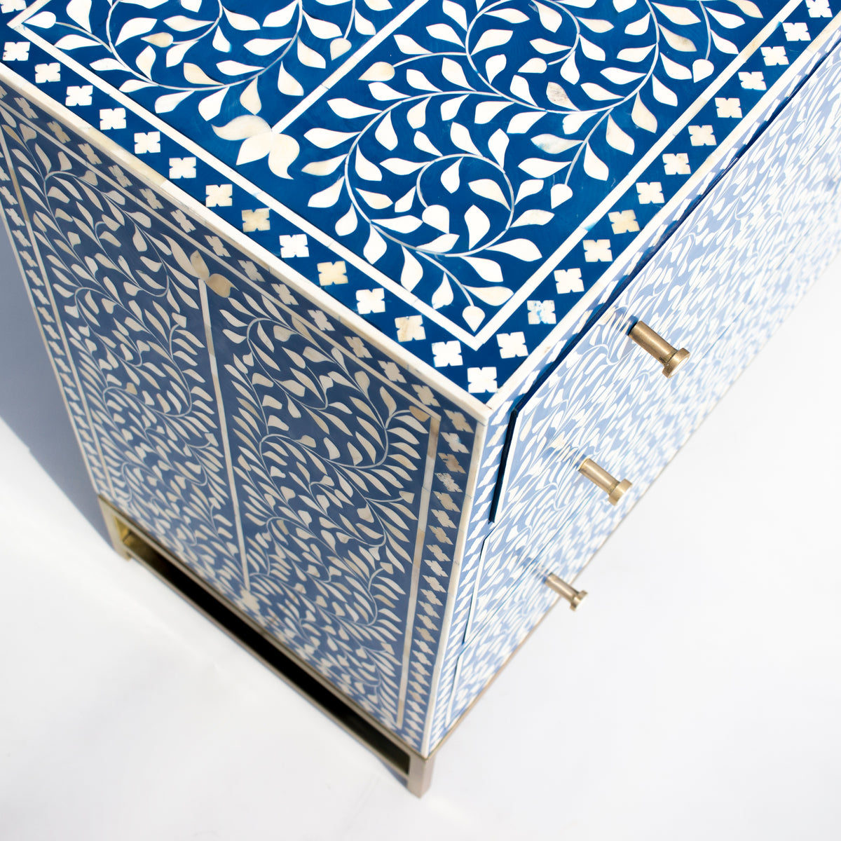 Arabesque Bone Inlay Six-Drawer Dresser - Blue