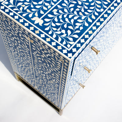 Arabesque Bone Inlay Six-Drawer Dresser - Blue