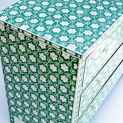 Honeycomb Inlay Four-Drawer Chest – Green