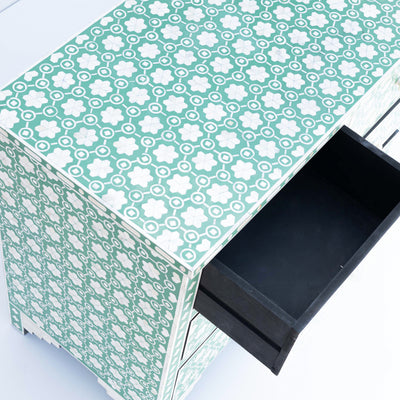 Honeycomb Inlay Four-Drawer Chest – Green