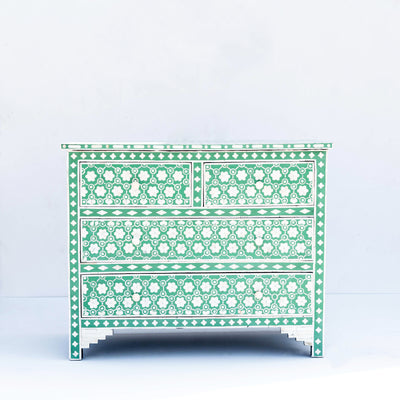 Honeycomb Inlay Four-Drawer Chest – Green