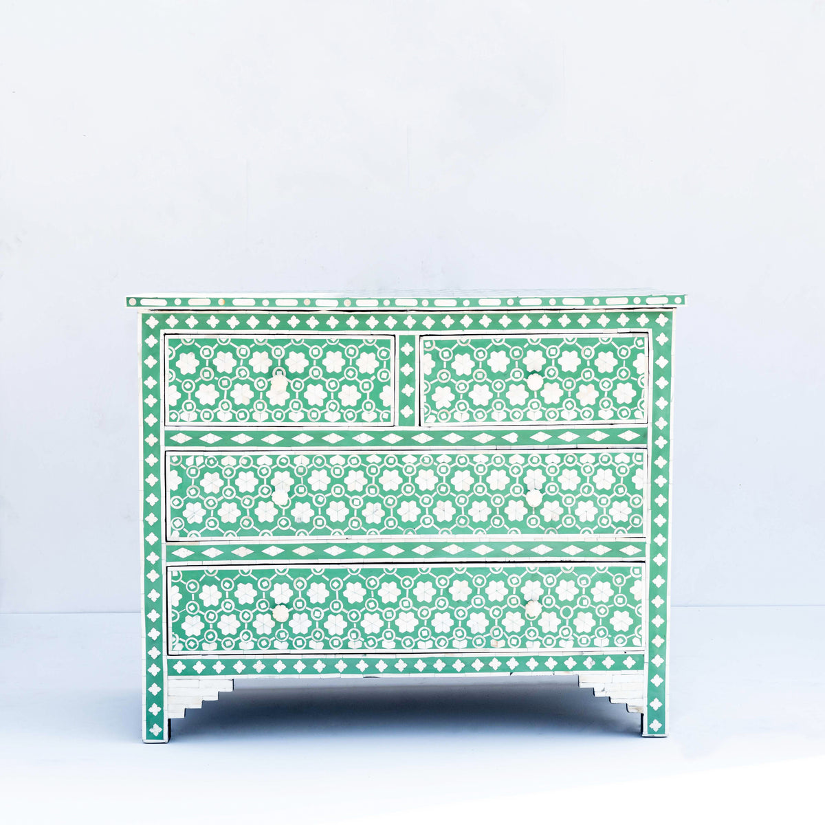 Honeycomb Inlay Four-Drawer Chest – Green