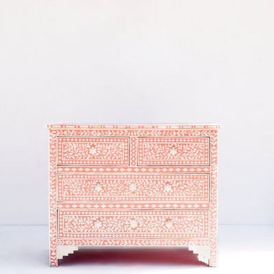 Arabesque Bone Inlay Four-Drawer Chest – Blue