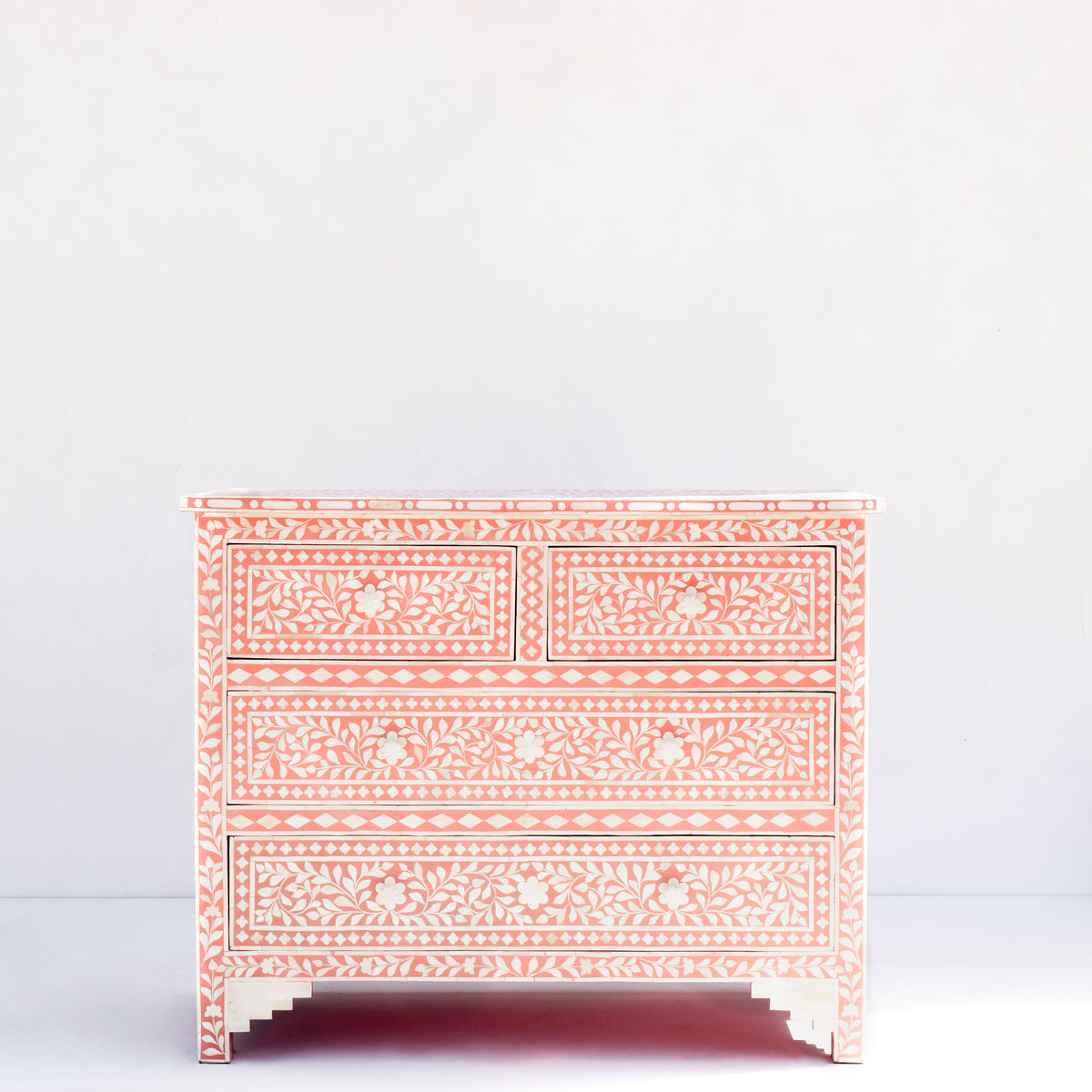 Arabesque Bone Inlay Four-Drawer Chest – Blue