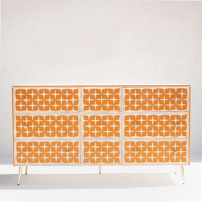 Pixel Starburst Bone Inlay Nine-Drawer Dresser