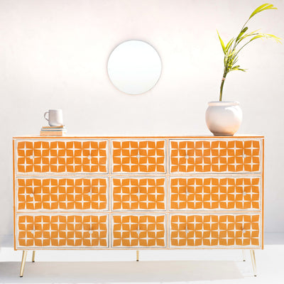Pixel Starburst Bone Inlay Nine-Drawer Dresser