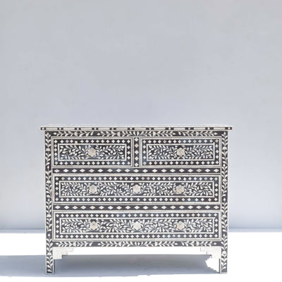 Arabesque Bone Inlay Four-Drawer Chest – Blue