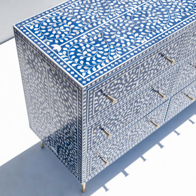 Arabesque Mother of Pearl Inlay Nine-Drawer Dresser – Blue
