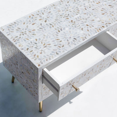 Arabesque Mother of Pearl Six-Drawer Media Console