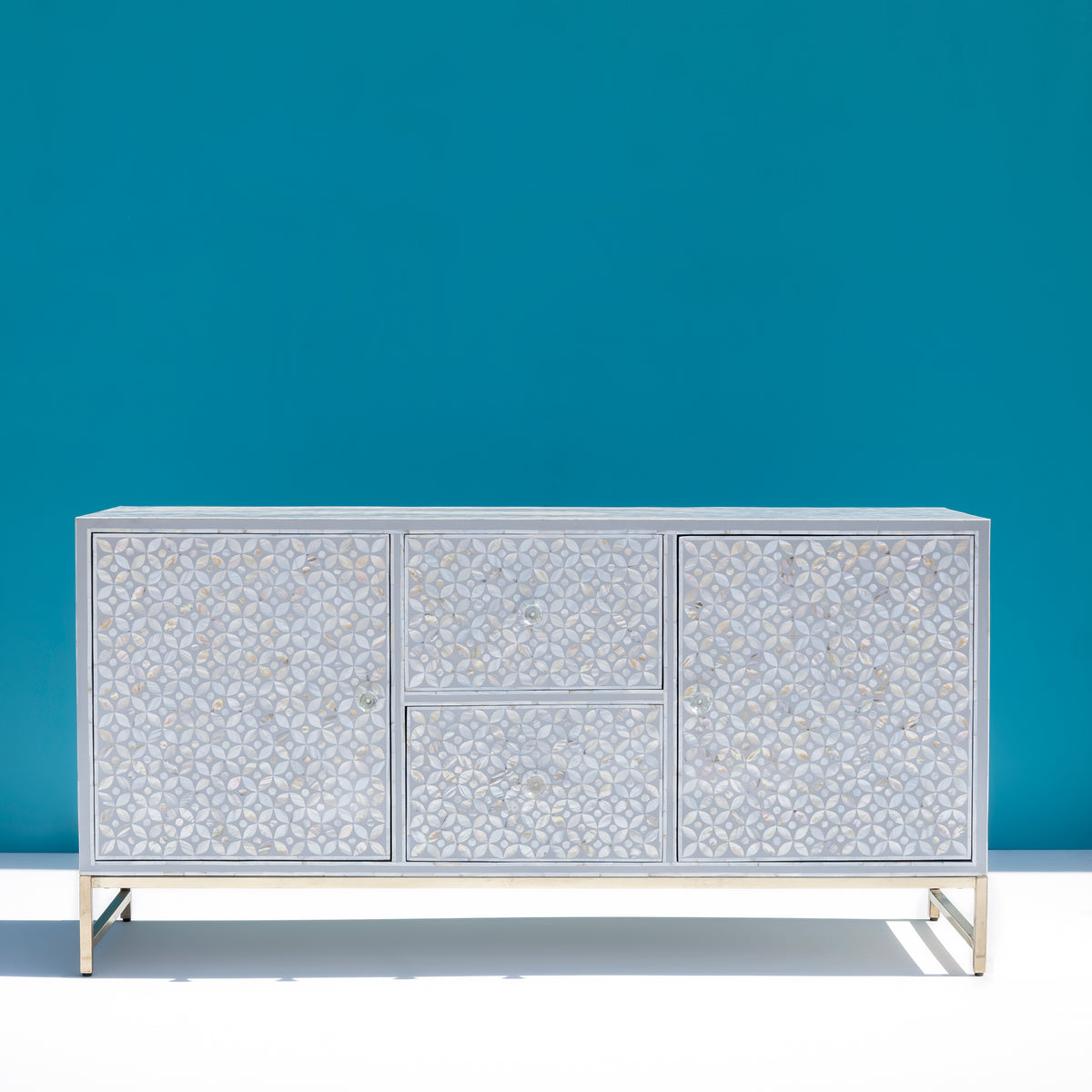 Tessera Mother of Pearl Geometric Media Console