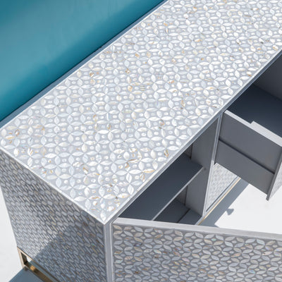 Tessera Mother of Pearl Geometric Media Console