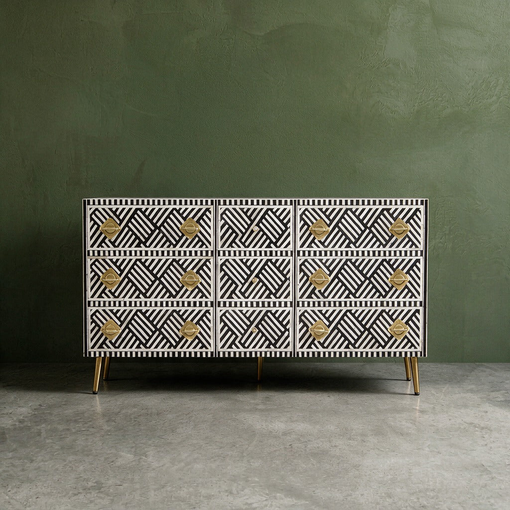 Entwine Inlay Nine Drawer Dresser