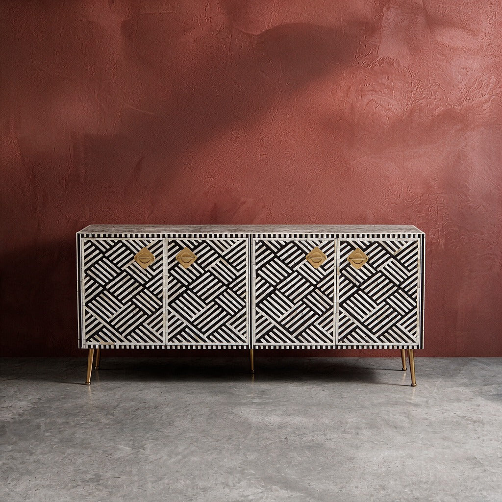 Entwine Inlay Four Door Black Media Console