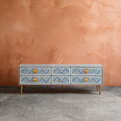 Entwine Bone Inlay Six Drawer Media Console