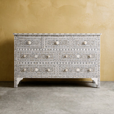 Arabesque Mother of Pearl Inlay Seven Drawer Dresser