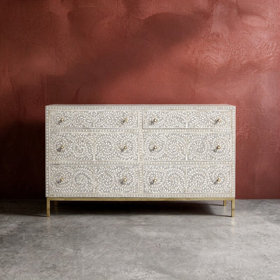 Arabesque Bone Inlay Six-Drawer Dresser - Grey
