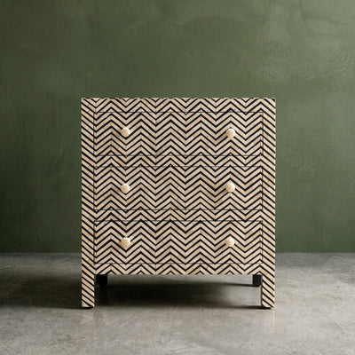 Veyra Chevron Inlay Three-Drawer Chest