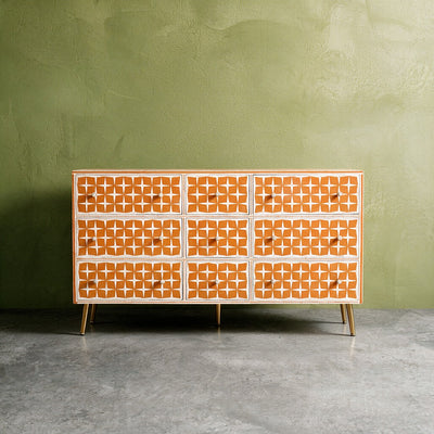 Pixel Starburst Bone Inlay Nine-Drawer Dresser