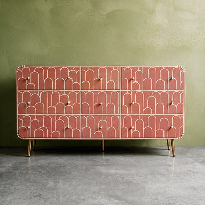 Eli Bone Inlay Nine-Drawer Dresser - Coral