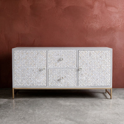Tessera Mother of Pearl Geometric Media Console