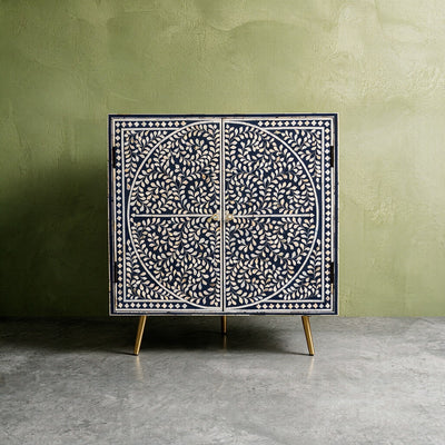 Arabesque Mother of Pearl Inlay Tea Corner Cabinet