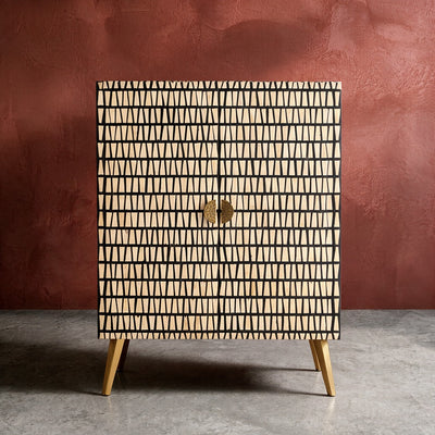 Riga Abstract Stripe Inlay Bar Cabinet