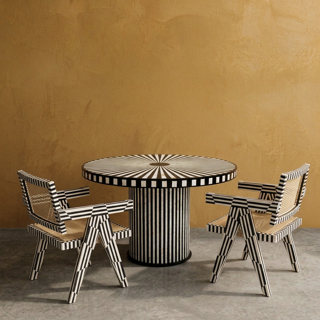 Nova Mother of Pearl Inlay Round Dining Table