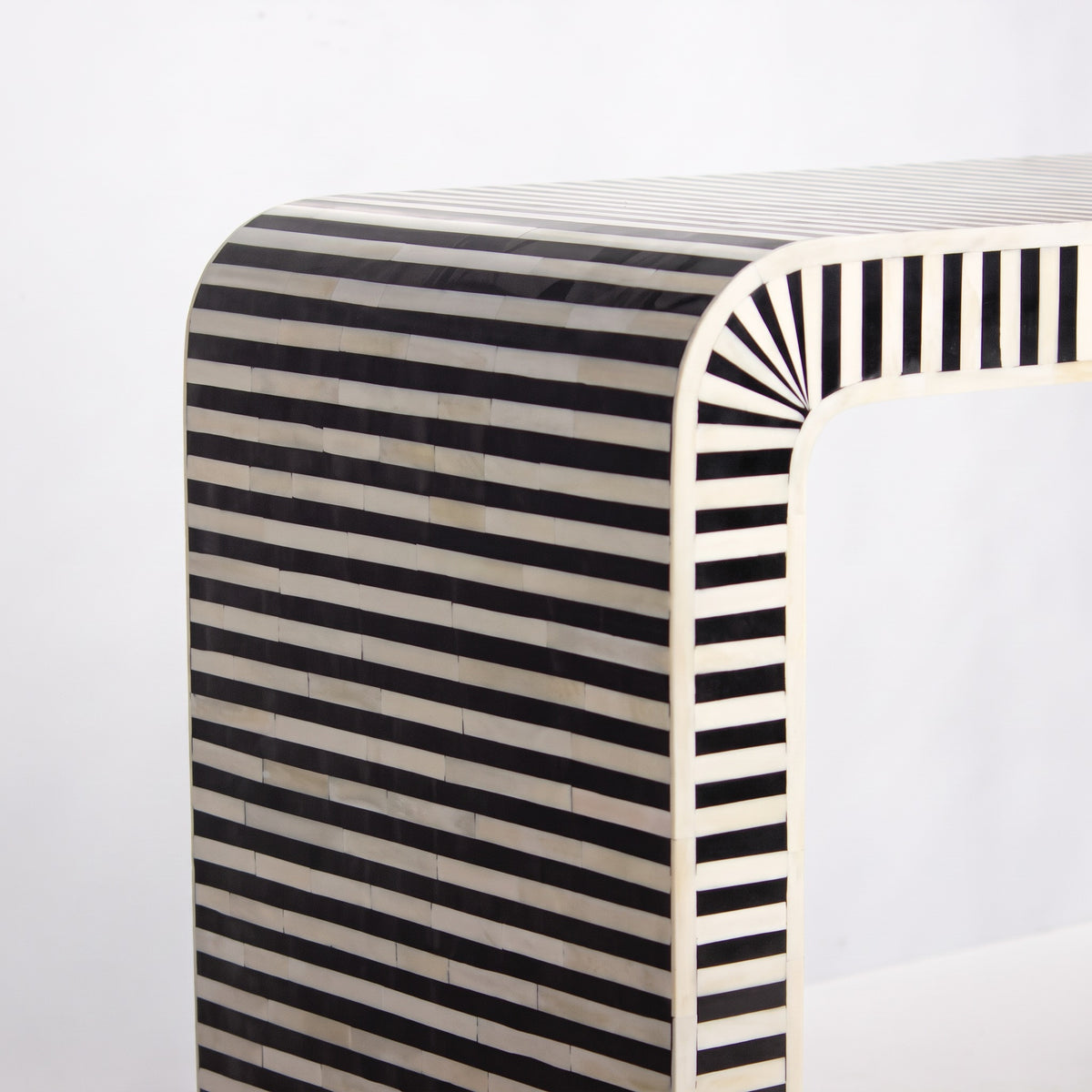 Riga Striped Inlay Waterfall Console Table - Black