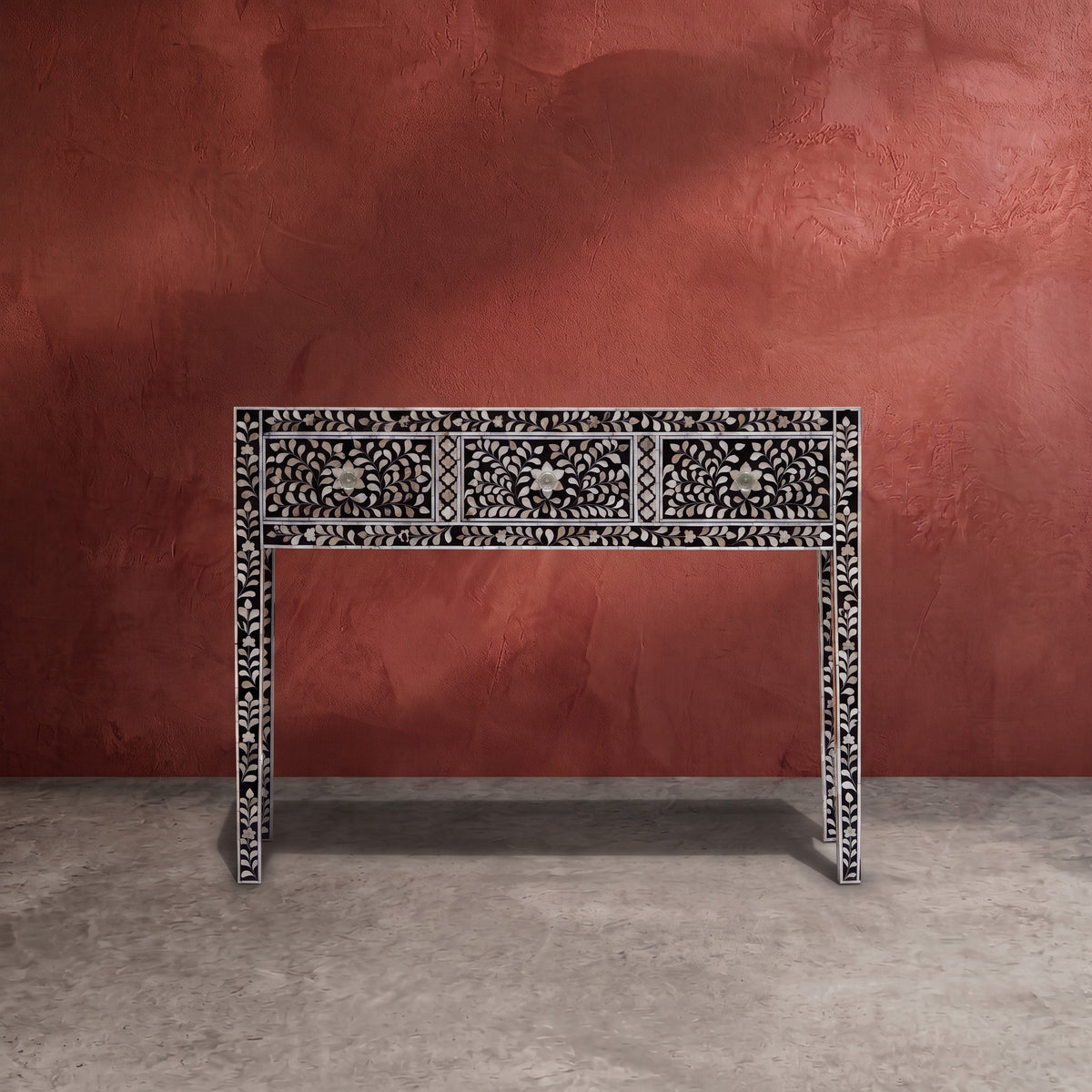 Arabesque Inlay Three-Drawer Console Table